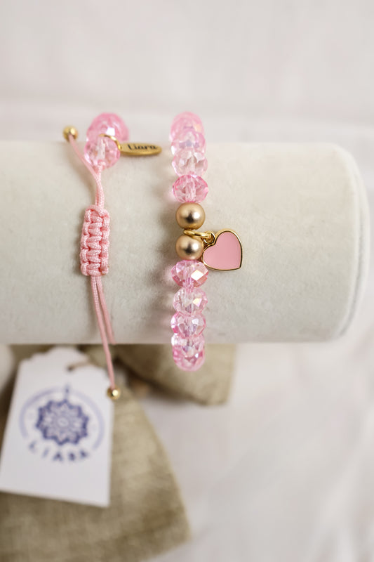 Pulsera del Amor: Rosa Cristal (Hilo)