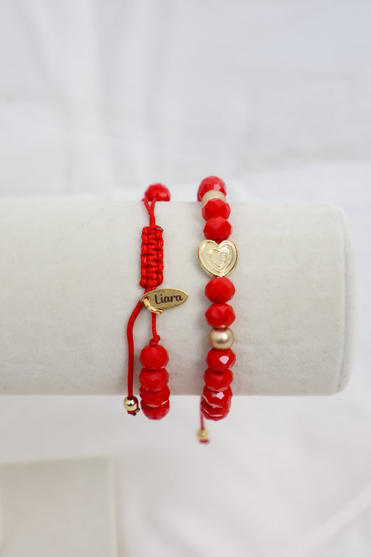 Pulsera del Amor: Roja Hilo (Corazon Dorado)